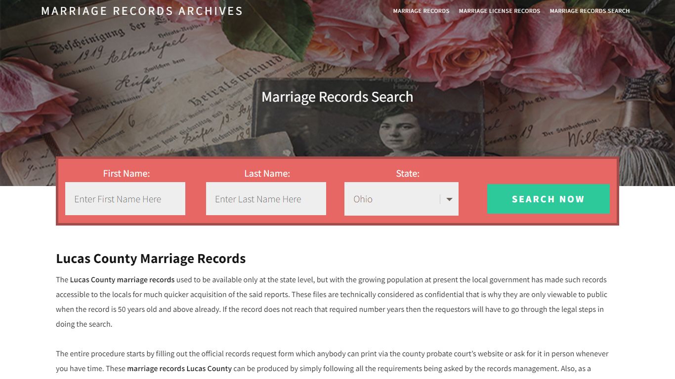 Lucas County Marriage Records